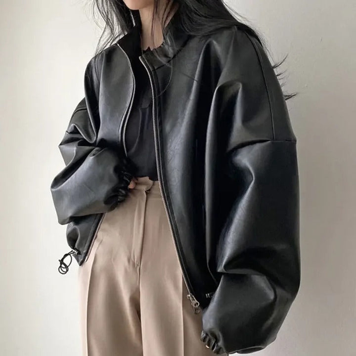 Veste en cuir PU personnalisée style hip-hop