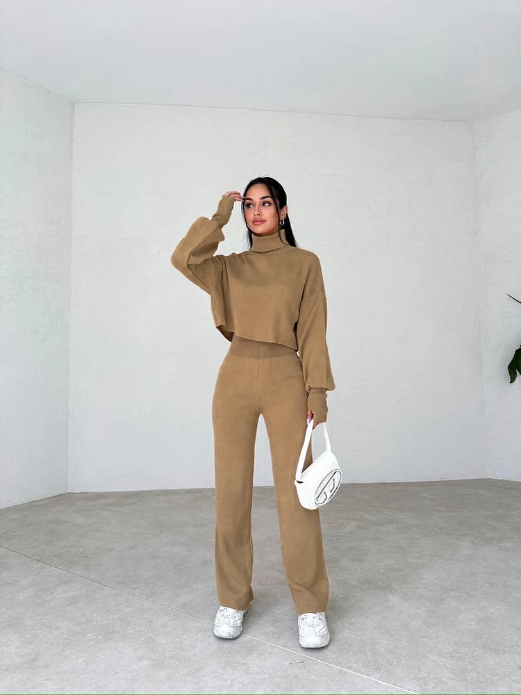 Ensemble de gants en maille col roulé confortable