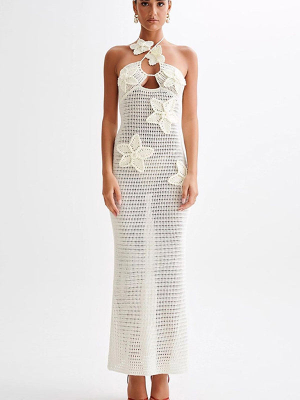 Sophie Paris | Robe élégante en tricot ajouré sans manches