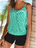 Maillot tankini à pois avec couverture du ventre et short