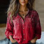 Blouse Vintage à Motif Bohème pour Femme