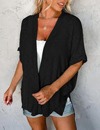 Cardigan élégant à manches courtes et ouverture avant