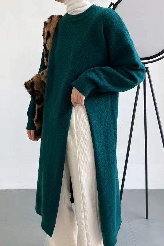 Robe-pull tricotée à fente latérale