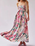 Robe maxi sans manches à imprimé floral en polyester