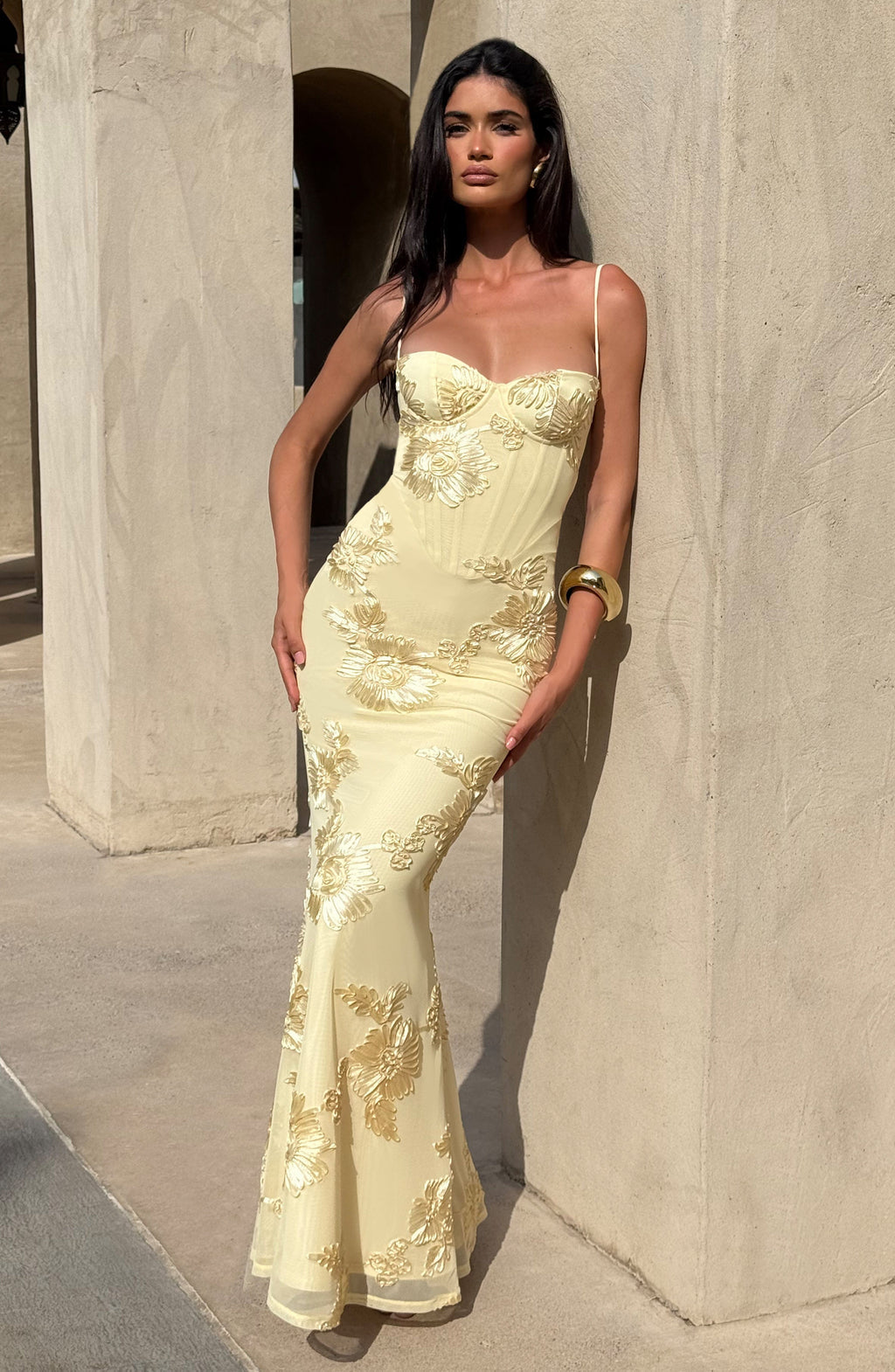 Robe longue à fines bretelles pour femme Élégante invitée mariage d'été