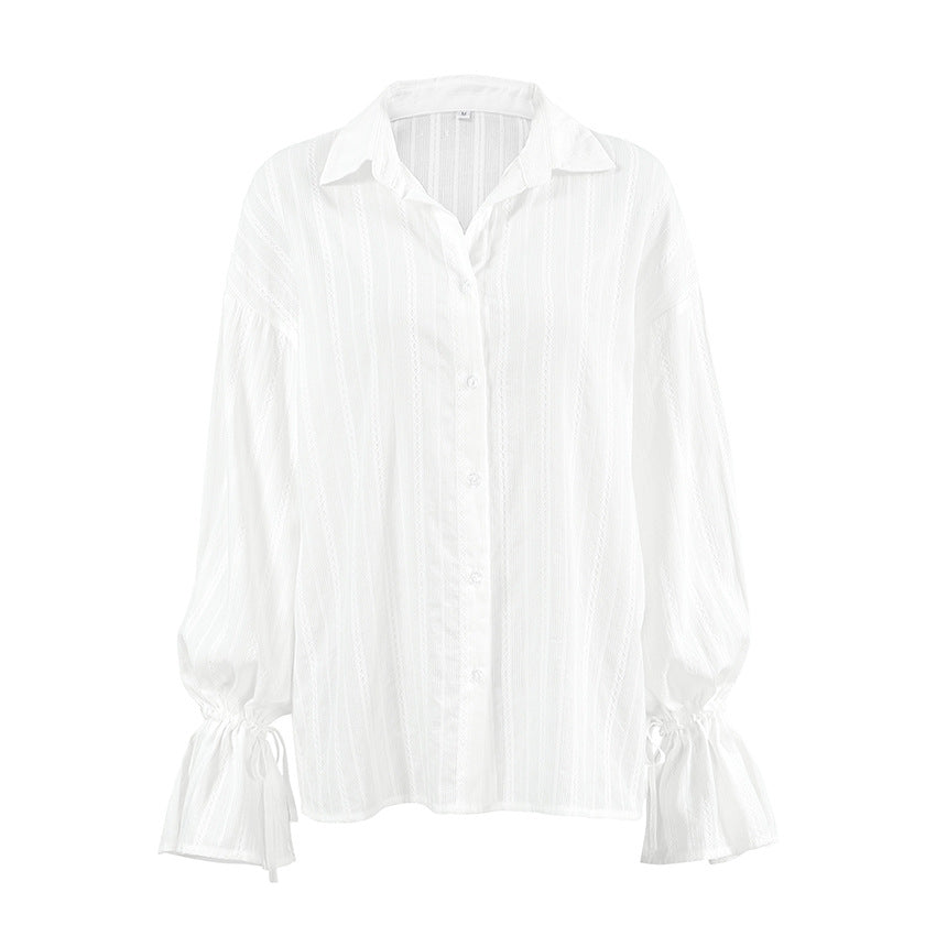 Blouse rayée à poignets noués pour femmes