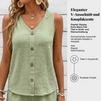 Ensemble deux pièces en tissu froissé avec patte de boutonnage