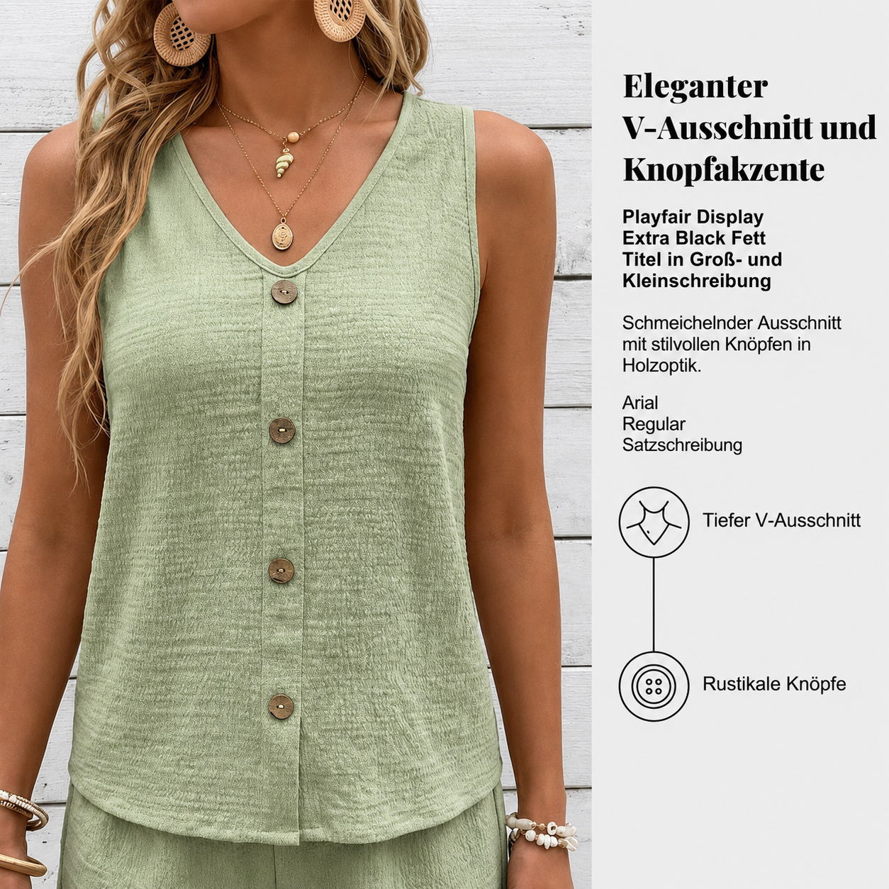 Ensemble deux pièces en tissu froissé avec patte de boutonnage