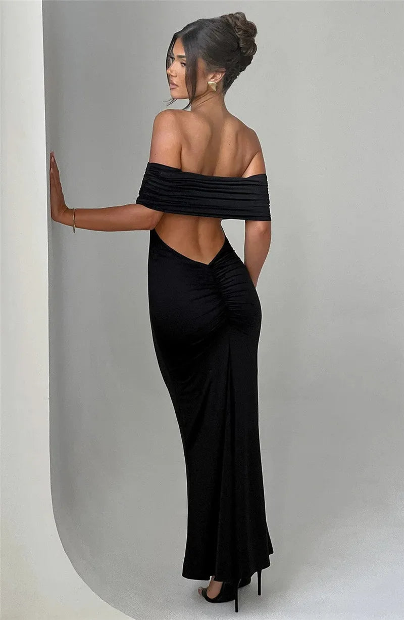 Robe maxi dos nu sans bretelles pour femmes