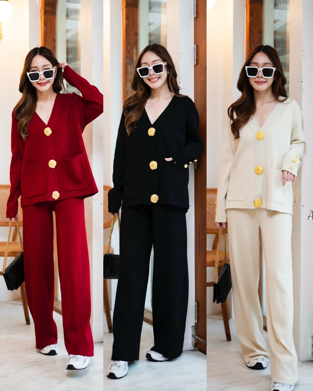 Ensemble pull en mélange de laine et pantalon à jambes larges