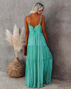 Robe Maxi d'Été Verte Style Bohème Chic