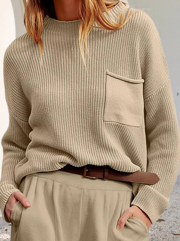 Pull en maille décontracté et confortable avec poches