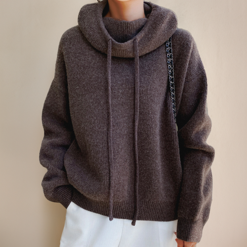 Pull à col roulé en laine mérinos pour femme
