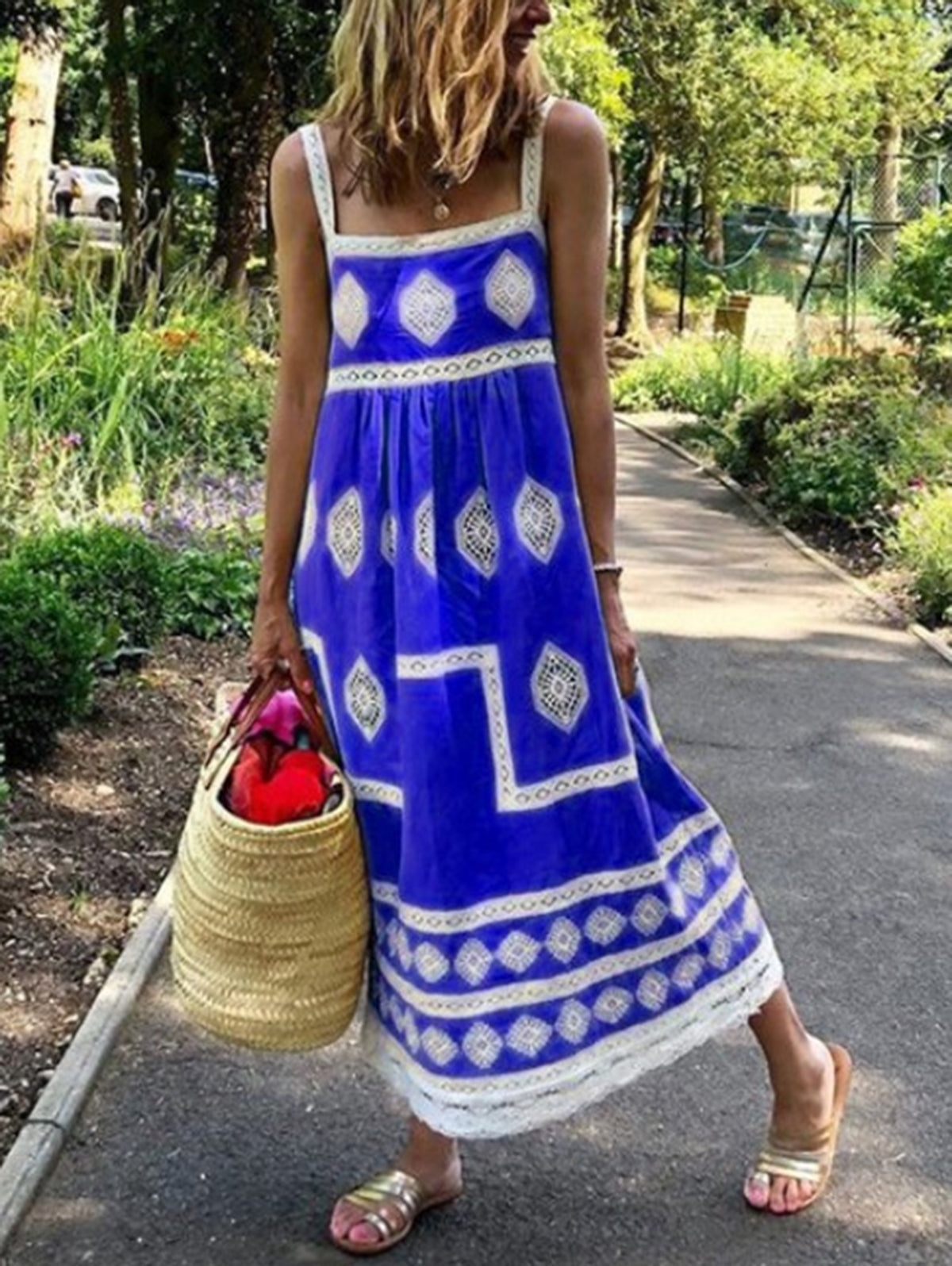 Sophie Paris | Robe maxi à imprimé bohème à col carré