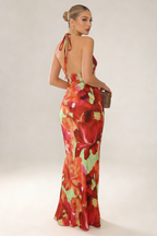 Robe longue à imprimé floral tropical