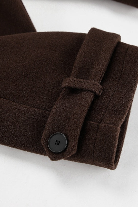 Manteau croisé classique en mélange de laine marron