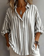 Blouse décontractée rayée à col chemise