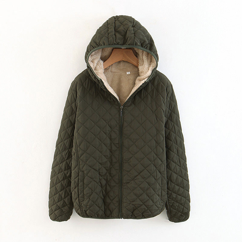 Veste matelassée à capuche avec doublure en peluche