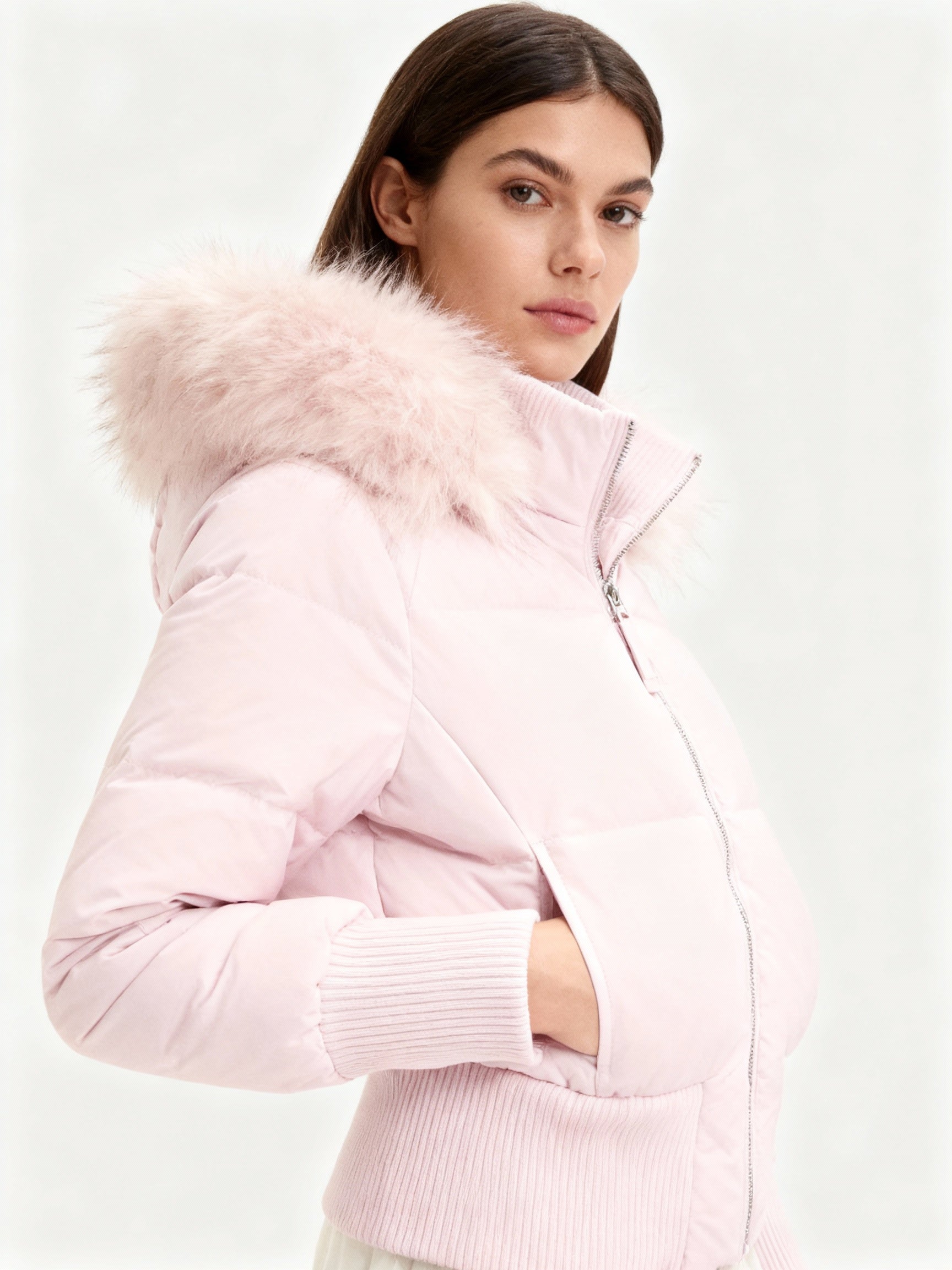 Veste d'hiver matelassée légère avec capuche amovible