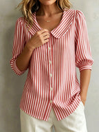 Blouse en coton vintage avec col Claudine pour femme