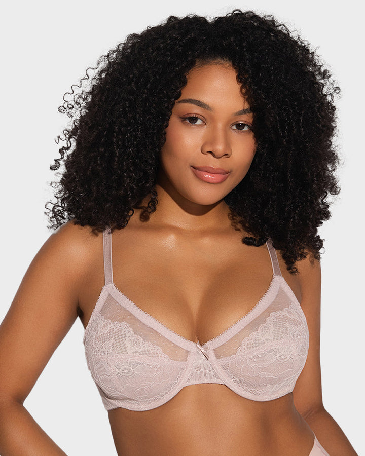 Soutien-gorge minimiseur en dentelle filet sans doublure à couverture intégrale