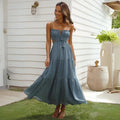 Robe mi-longue en mélange coton chiffon