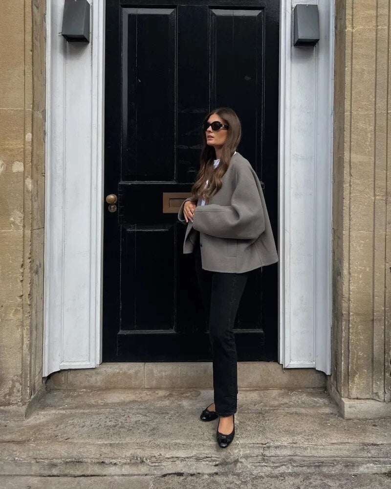 Manteau d'hiver douillet en mélange de laine