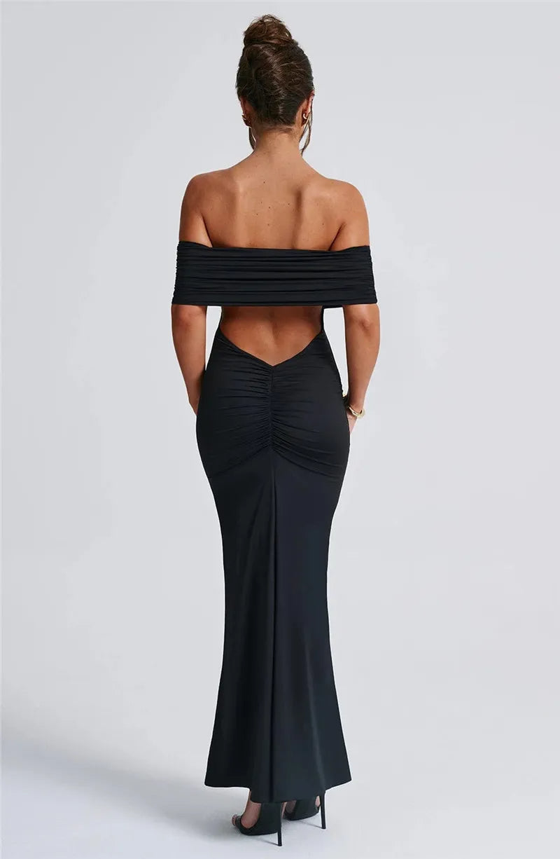 Robe maxi dos nu sans bretelles pour femmes