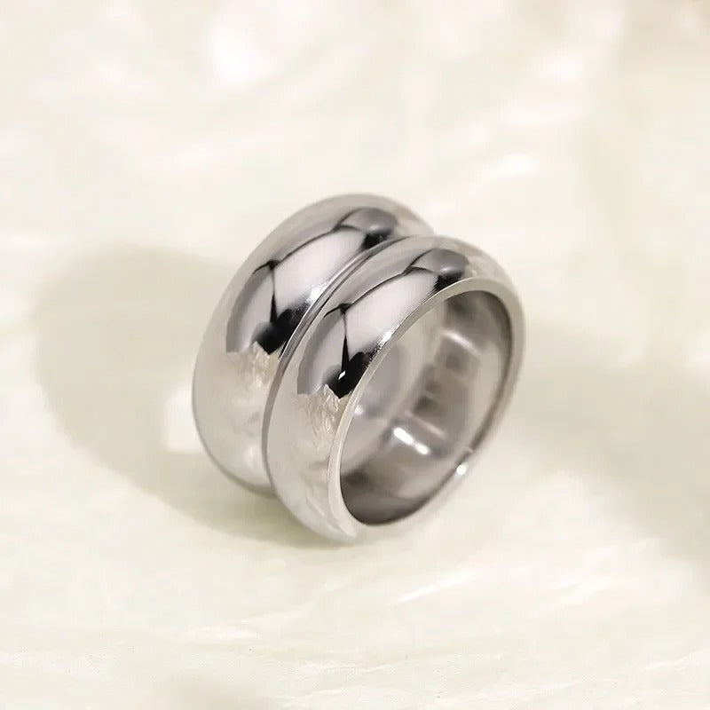 Pauline Laurent® | Bague épaisse double anneau en acier inoxydable