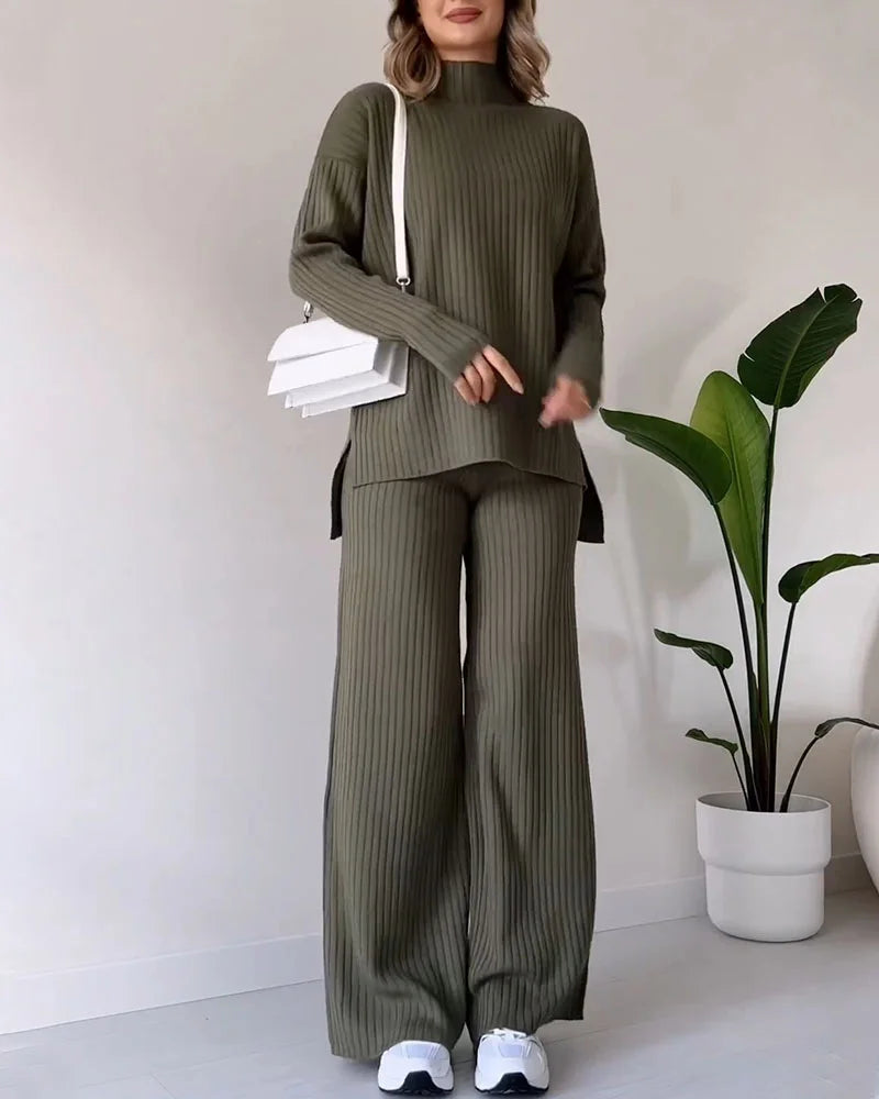 Ensemble Deux Pièces Chic avec Fente pour un Style Décontracté et Sans Effort