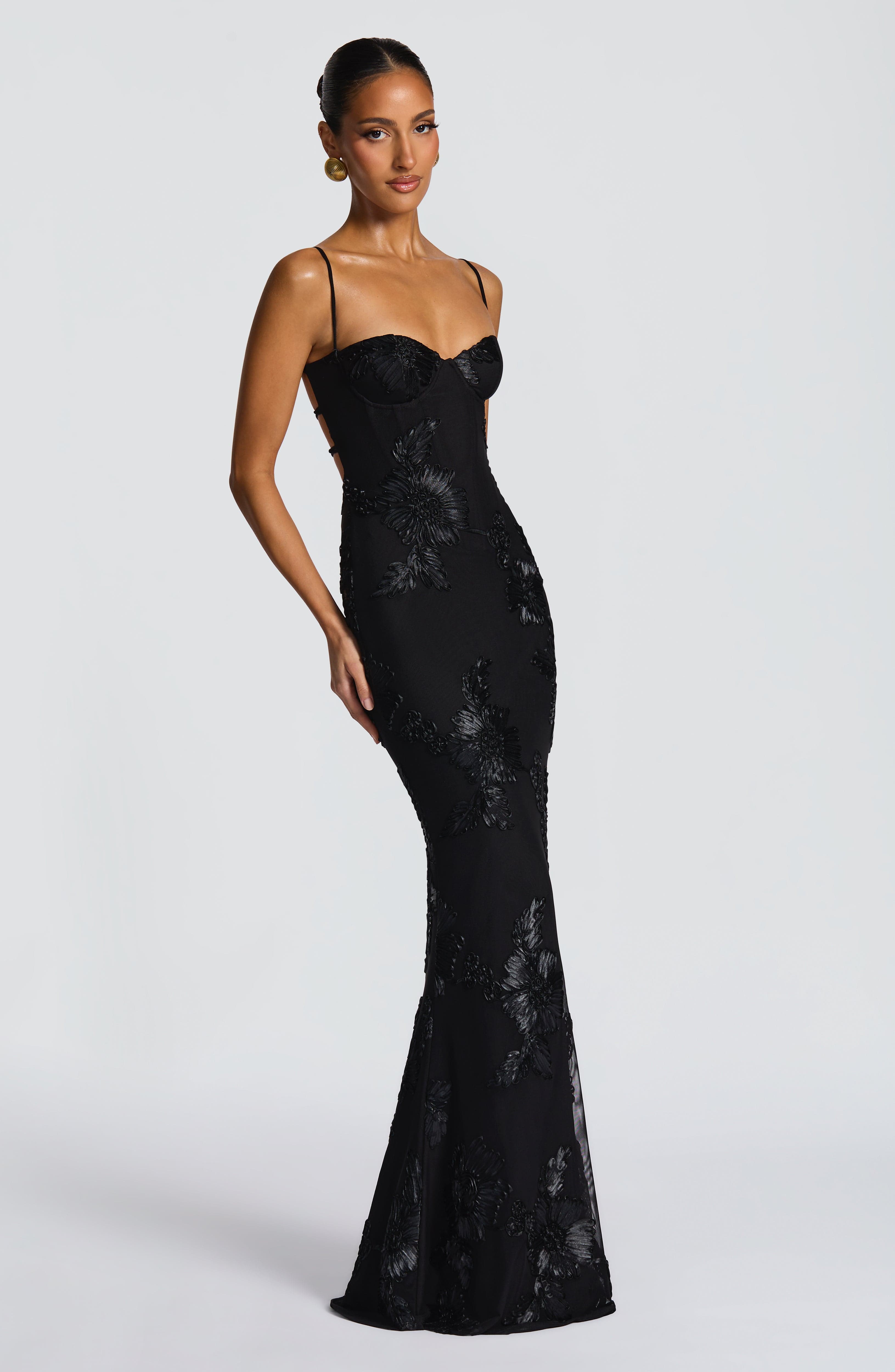 Robe maxi en velours pour femme