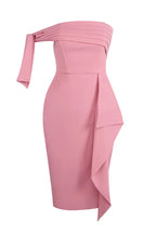 Robe midi rose à une épaule avec détail nœud