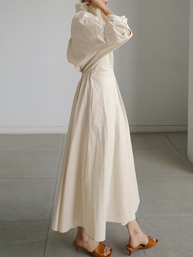 Robe longue pour femmes avec poches et détails à boutons