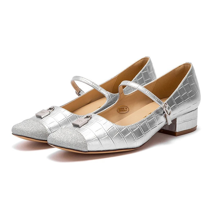 Isabelle Moreau® | Denim-Mary Janes mit Blockabsatz