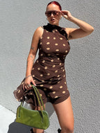 Sophie Paris | Robe asymétrique à pois sans manches