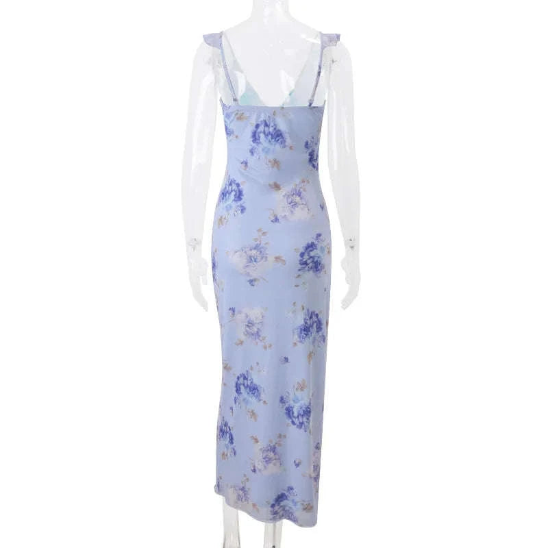 Robe Maxi Dos Nu Plongeant Fleurie Mode Été
