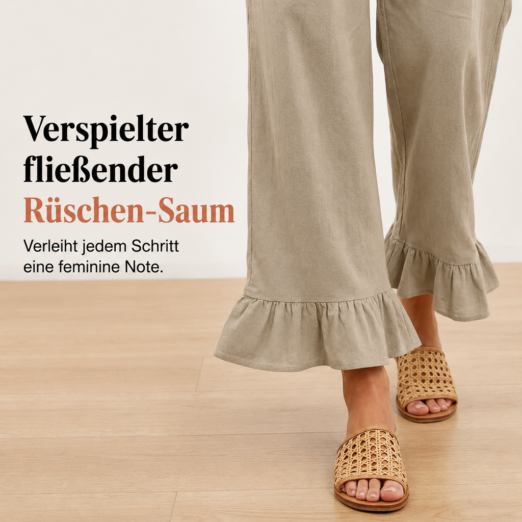 Pantalon large bohème avec ourlet à volants