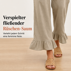 Pantalon large bohème avec ourlet à volants