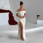 Robe Maxi Fendue Épaules Dénudées