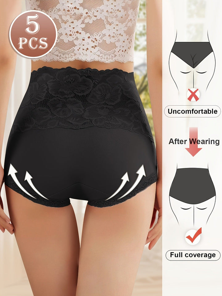 Culottes en coton taille haute avec bordure en dentelle lot de 5