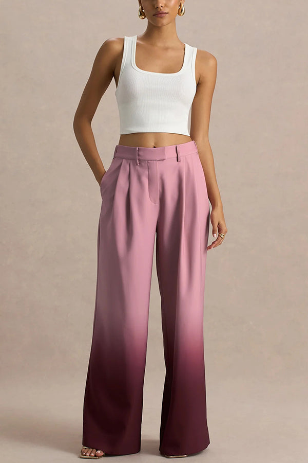 Pantalon fluide à jambes larges ombré avec taille élastique et poches