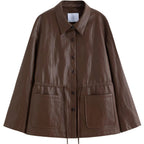 Veste en cuir oversize pour femme