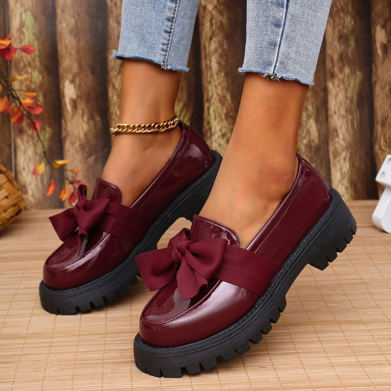 Mathilde | Mocassins en cuir verni épais