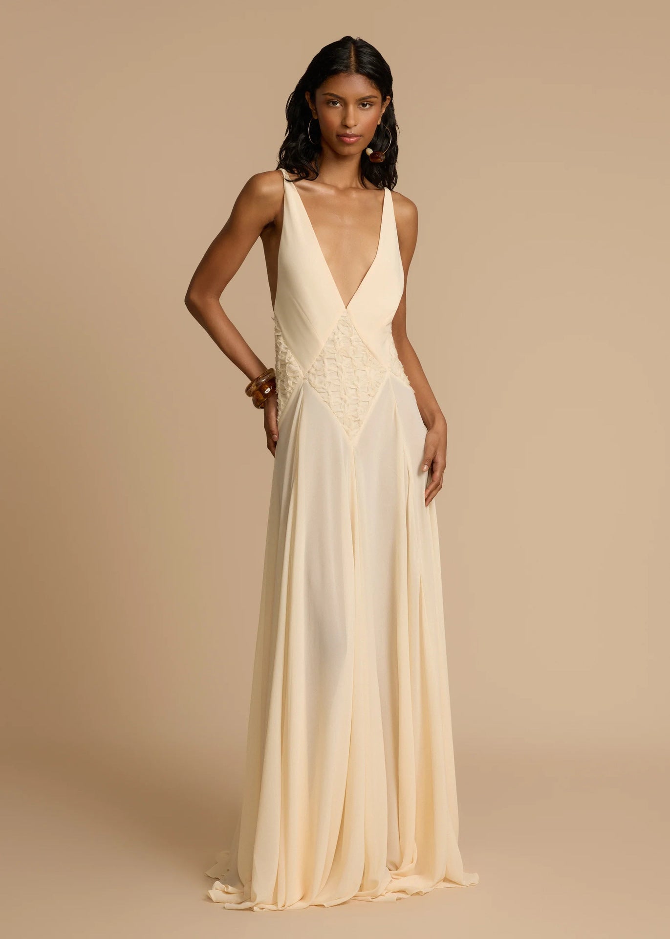 Robe Maxi Blanche à Col V Profond en Dentelle, Fluide, à Bretelles, Robe de Vacances