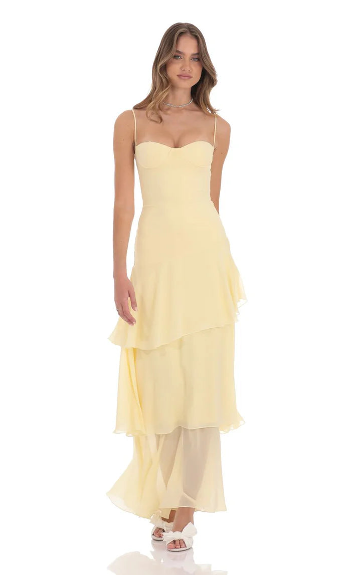 Robe maxi sans manches à col en V pour femme