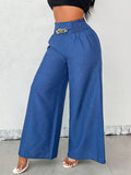 Pantalon Femme Taille Haute Large Uni