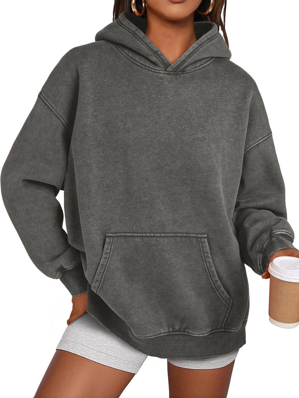 Sweat à capuche oversize effet délavé acide
