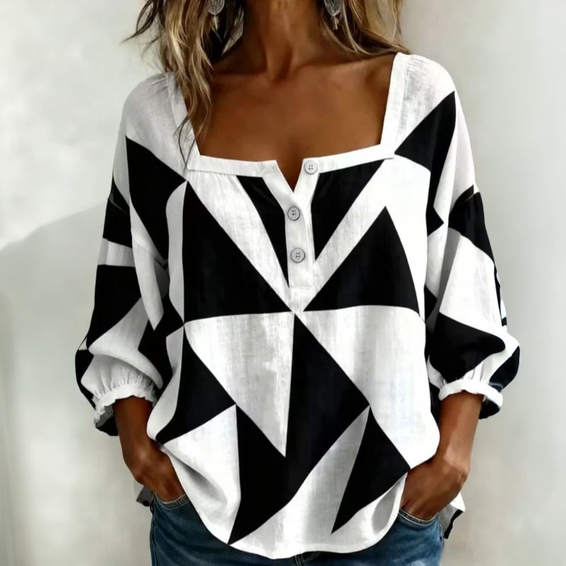 Blouse légère décontractée à imprimé géométrique