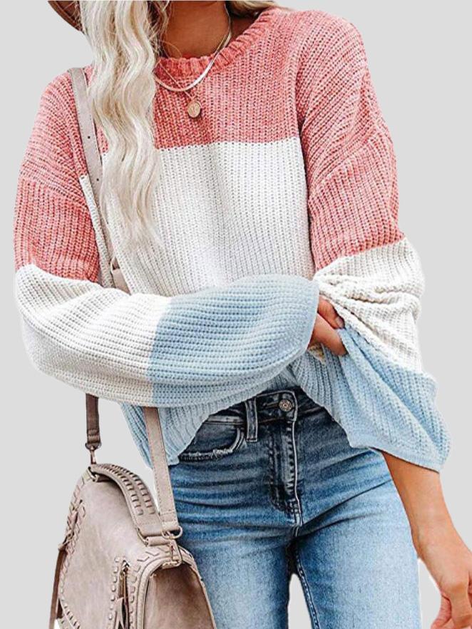 Pull en tricot colorblock confortable pour les superpositions d'automne