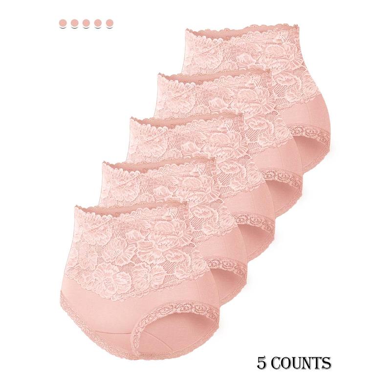 Culottes en coton taille haute avec bordure en dentelle lot de 5
